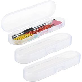 COSMOS CLEAR CORL PACK من 3 مصغرة الحاوية الحاوية الحاوية الحاوية مربع الحاويات مربع ، إغلاق المفاجئة للقلم ، أقلام الرصاص ، اللوازم المكتبية ، فرشاة الترميز ، بلون صافٍ