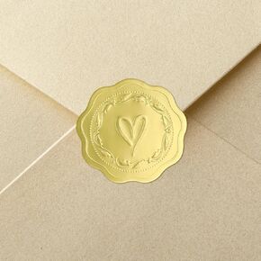 80pcs طابع ذهبي عتيق لاصق ، ملصقات رقائق ذهبية منقوشة ، ملصقات ذهبية مع قلب ونمط إكليل لبطاقة عيد الشكر غلاف الالتفاف.