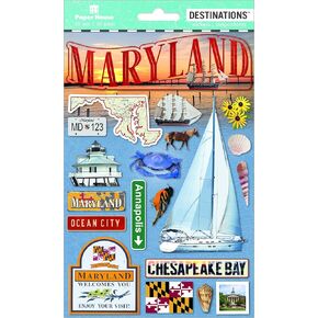 Paper House Productions Travel Maryland 2D Stickers, 3-Pack