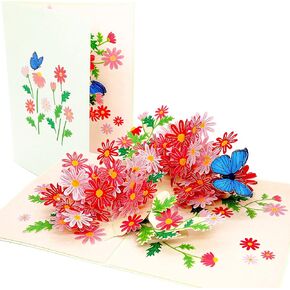 Poplife Daisy Flowers Prope Card Mother's Card - الذكرى ثلاثية الأبعاد ، بطاقة عيد ميلاد منبثقة ، شكرًا لك ، تهانينا ، عيد الحب - لأمي ، لابنته ، للزوجة ، من أجل الجدة ، لزوجة الأب