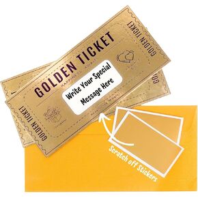 Deluxe Golden Ticket Surprise Scratch Off Card | Gold Surprise Reveal Card | Ideal for Mens Presents | Gifts for Men | Gifts for Women | Kids Gift Ideas | Gold Gift Wrap | 2 Pack