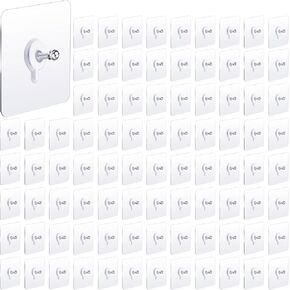 100 Pack Wall Screw Hooks for Hanging, Heavy Duty Reusable Drill Screw Free Adhesive Sticker Wall Mount Shelf Picture Hangers Without Nails for Home Kitchen Bathroom Office Key(6mm)