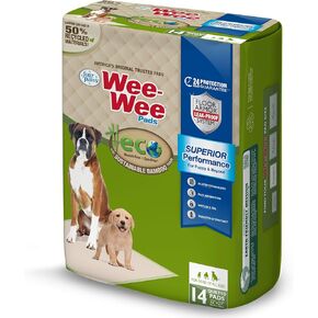 Four Paws Wee-Wee Performance Performance Bamboo Pee Pads for Dogs ، Wark Dog & Puppy Potty Training Palcs ، Lates Crate ، Supplies Housebreaking ، 22 "× 23" (14 Count)