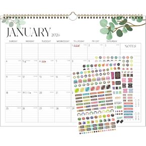 2025-2026 Wall Calendar, Monthly Wall Calendar from July 2025 to December 2026, 11.5" x 14.5", With Spiral Binding and Thick Paper, Perfect for School Office or Home, Green