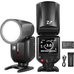 NEEWER Z2-F 2.4G TTL Round Head Camera Flash Speedlite Compatible with Fujifilm, 76Ws 1/8000s HSS Flash Upgraded UI, 2 Modeling Lamps TTL/M Quick TCM Switch 7.2V/3000mAh Battery 600 Full Power Flash