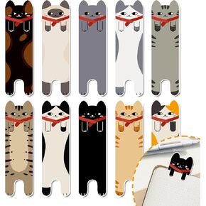 TwoDays Cute Cat Latcls لقراءة النساء الرجال ، هدايا لعشاق الكتب ، إكسسوارات الكتاب لـ Bookish ، Cat Party Favors (مجموعة من 10 ، 6 'x 1.8' ')