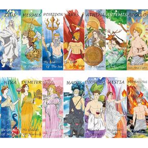 Greek Mythology Bookmarks, 14pcs Olympian Gods Bookmarks, Htabiol Greek Mythology Gifts, Olympian Gods Party Favors, Fit for Ancient Greece Classroom, Percy Jackson Party, Camp Half Blood Birthday