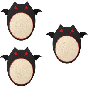 Balacoo 3 PCS Halloween Bats Cat Scratch Hat ، Funny Natural Sisal Mat for Cat ، سجادة خدش لطيفة للقطات الداخلية (Balack ، 16.51 × بوصة)