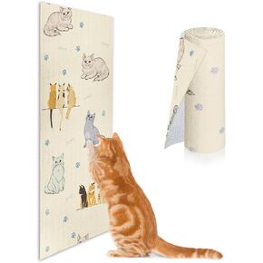حصيرة خدش Cat eunice 78.7 "x15.5" ، وسادة خدش القط ذاتيًا ، وجدار تسلق القطط بديل ، وحامي الأثاث DIY من مخالب الخدش （khaki）