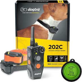 Dogtra E-Collar 200C / 202C Dog Training Collar System with Remote – 1/2 Mile Range, 1-2 Dog System - Rechargeable, Waterproof, Ergonomic - Includes eOutletdeals Pet Travel Bowl