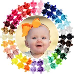 WillingTee Headbands 6 Inch 30 Colors Boutique Grosgrain Ribbon Hair Bows for Baby Girls Infants Toddler Kids Teens and Children