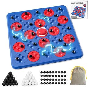 لعبة لعبة Magnetic Game ، لعبة المغناطيس ، ألعاب الطاولة للبالغين للأطفال العائلي ، 2 في ألعاب لوحية متعددة اللاعبين ، لعبة مغناطيسية مع 36 قطعة مغناطيسية ، قم بتوصيل 5 قطعة مع 120 قطعة بلاستيكية (أزرق)