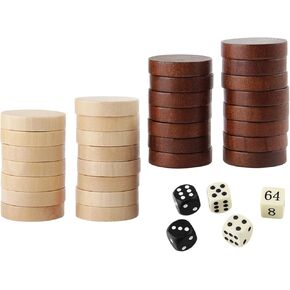 Amouruter Wooden Chequers قطع Nature Wood Gackgammon قطع مع حقيبة الرباط ، 5 درج