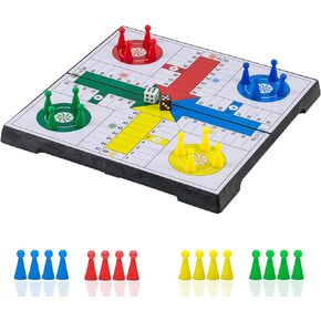 Ludo Game Board Set -9.5", Magnetic Folding Travel Classic Strategy Game (Rounded Corner)