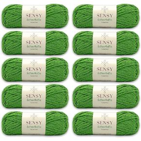 Sensy Softee Raffia Twisted Tape Yarn ، خيوط حرفة ناعمة ، 3.5 أوقية ، 109 ياردة ، 100 ٪ بوليستر ، مقياس 4 متوسطة (لاتيه)