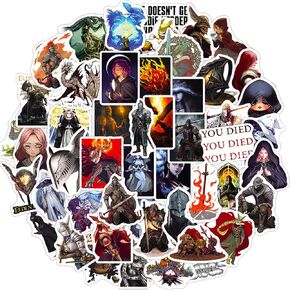 50 pcs elden ملصقات لطيف ملصقات أنيمي مقاوم للماء لزجاجات المياه ، الكمبيوتر المحمول ، لوح التزلج ، الغيتار ، المصد ، الأمتعة للجماهير المراهقين البالغين