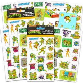 Teenage Mutant Ninja Turtles ملصقات Party Party Party - حزمة مع 120 ملصق TMNT للأطفال ، الأولاد ، الفتيات بالإضافة إلى شارات ، المزيد | كتاب ملصقات TMNT