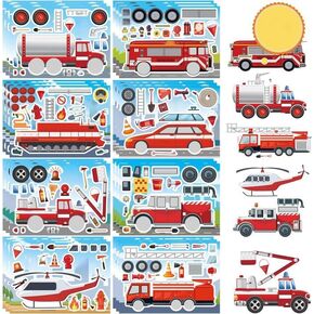 24 PCS Truck Stickers للأطفال ، قم بعمل ملصقات لإنقاذ Fire Fire للأطفال - شارات مركبات الطوارئ مثالية لأجهزة الكمبيوتر المحمولة وزجاجات المياه ومفضلات الحفلات (شاحنات النار ، طائرات الهليكوبتر ، شاحنات المياه)