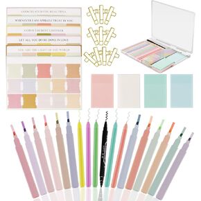 38 PCS Bible Journaling Kit for Beginners ، Supplies Bible Supplies للمجموعات الصغيرة ، 12 من المتسابقين و 6 أقلامًا ناعمة لا تنزف ، 90 علامات تبويب للكتاب المقدس ، 4 ملاحظات لزجة شفافة ملونة ، 10 مقاطع
