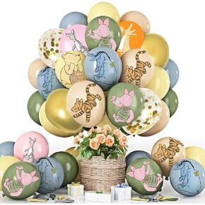 48pcs 12 بوصة البالونات ويني لحفل استحمام الطفل pooh ， مجموعة البالون Winnie ， Winnie Balloons لحضور حفل زفاف عيد ميلاد Wild Wild One Party Deocrations Supplies
