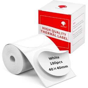 Phomemo Multi-Purpose Round Label,1.57"x 1.57" Self-Adhesive Circle Thermal Labels Compatible with Phomemo M110/M100/M150/M221/M250 Label Maker Printer,Black on White, (40x40mm) 180pcs