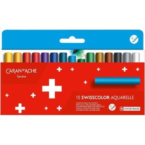 Caran d'Ache Swisscolor Water-Soluble Wax Pastels - Set of 15