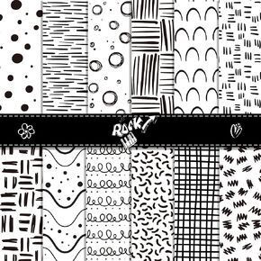 VIVIQUEN 24 Pack Black and White Boho Double-Sided Scrapbook Paper, 12-inches Specialty Craft Paper Folded Flat for DIY Background Card Making Scrapbook Photo Album Decor