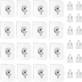 40 PCS Adhesive Picture Hanger Picture Hanging Hooks Without Nails Invisible Adhesive Plate Hanger Vertical Plate Holders Picture Hangers Sticky Hangers for Home Wall Art Decor Picture Photo Frame