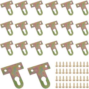20PCS Photo Frame Backboard Concealed Hanging Buckle 40 Screws Gold Color Plated T-Shape Hanging Buckle Wall Decorative Pieces Photo Frame Hanging Artwork Pictures