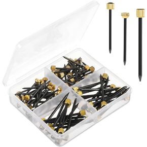 90Pcs Picture Hanging Nails, 3 Sizes Nails for Hanging Pictures, Picture Hanging Kit Wall Decorative Nails for Hanging Picture Frame Nails Black Steel Nails Brass Head Hardware Hangers Nail