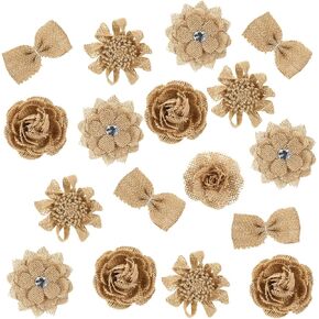 20 PCS Fllap Flowers Handmade Rustic Flower for Home DIY Craft حفل زفاف (أنماط مختلطة)