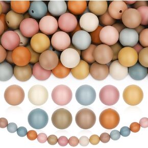 100Pcs Boho Silicone Beads 15mm 10 Colors Loose Beads Bulk Colorful Spacer Beads for DIY Necklaces Bracelet Keychain Jewelry Making Home Decor