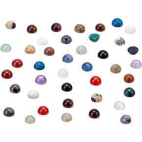 PH Pandahall 40pcs 4mm الأحجار الكريمة الطبيعية ، 20 أنماط نصف مستدير كابوشون كابوشون الحجر الكوارتز الكبري