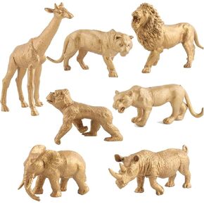 7pcs حيوانات سفاري الذهب