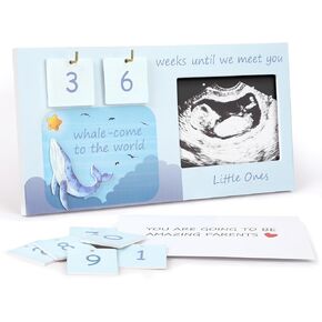 CypherX Baby Sonogram Picture Frame with Countdown Weeks 4"x3" Ultrasound Photo Frames - Pregnancy Announcement Gifts for Expecting Parents, Baby Announcement New Mom Gender Reveal Baby Shower Gifts