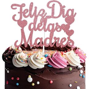 Feliz Día de Las Madres Cake Topper - ديكورات عيد الأم الإسبانية ، أفضل أمي على الإطلاق ، ديكور حفلة عيد ميلاد أمي ، ديكورات عيد الشهر السعيد الذهب الوردي