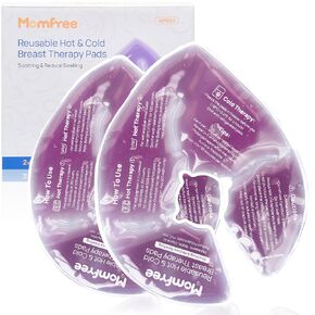 Large Breast Therapy Packs, Hot and Cold Breast Pads with 2 Soft Covers, Reusable Cooling Gel Packs are Breastfeeding Essentials, Relieve Clogged Ducts/Nipple Pain/Engorgement