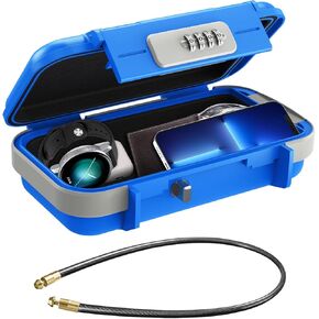 Portable Beach Safe Box, Travel Safe Box for Home, Combination Safe Anti-Theft Lock Box, Waterproof Mini Security Case with Removable Wire Rope Security Box for Office,Hotel,Cars