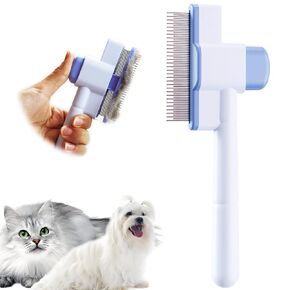 مشط Cat Brush Cist تم ترقيته للحيوانات الأليفة للتنظيف الذاتي للقطط والكلاب ذات الشعر الطويل ، مشط خالي من التشابك مع نصائح مستديرة ، أزرق