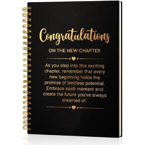تهانينا على الفصل الجديد 160 صفحات فارغة Gold Foil Hardcover Notebook ، هدية التخرج من الطالب ، هدية وداع للزملاء زميل في العمل ، هدية جديدة للوظيفة ، هدية الترويج الوظيفي