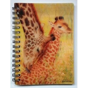 Jotter - Tender Love from Deluxebase. Lenticular 3D Giraffe 6x4 Spiral Notebook with plain recycled paper pages. Artwork licensed from renowned artist Beth Hoselton