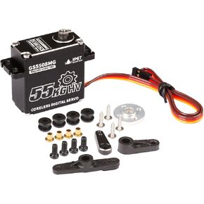 Goteck 55 كجم من المؤازرة الرقمية ، الجهد العالي 8.4V الكامل GEAR GEAR CONERPROOP SERVO مع 25T Servo Horn لـ 1/6 1/8 1/10 RC Crawler Car ، Robot ، Boat ، Truck Robot Parts (55kg (8.4V) -180 °)