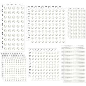 2300 PCS ملصقات لؤلؤة لؤلؤة لؤلؤة ، ملصق لآلئ الظهر الأبيض للوجه لوجه الماكياج الأظافر فن الهاتف الخلوي DIY الحرف ديكور المنزل تزيين ، 3 مم/4 مم/5 مم/6 مم/8 مم/10 مم (2300)