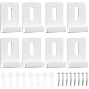 8 Pcs Metal Mirror Holders, Mirror Clips with Screws, Heavy Duty Stainless Steel Mirror Hangers Hardware for Frameless Mounting Wall Tile Billboard Display (White,1/4 Inch)