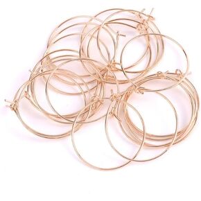 50 Pcs Rose Gold Hoops Earrings Metal Big Circle Ear Wire Hoops Earrings Wires for DIY Jewelry Making Supplies Earring Backs and Findings Jewelry Findings（40mm）