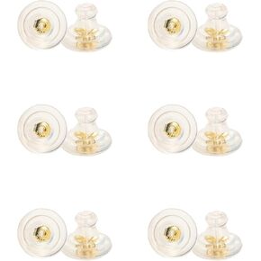 HANGINTHERE Locking Clear Silicone Earring Backs Replacements for Studs Heavy Earring Droopy Ears Ear Lifting,18k Gold/925 Silver/Rose Gold,Size: 0.39 in*0.3 in (12pcs 18k Gold)