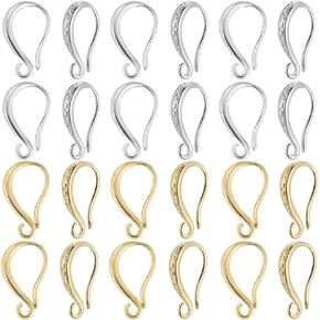 1 مربع 48pcs أسلاك الأذن النحاسية الفرنسية خط السنانير حلق الذهب متدفقات توصيل الأسلاك مع حلقة أفقية نتائج قرط الفضة لصنع المجوهر