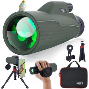 PISEZ 12x56 Monocular Telescope for Adults High Powered with Smartphone Holder & Tripod BAK4 Prism & FMC Lens with Hand Strap Monoculars for Hunting Bird Watching Hiking Wildlife Travel