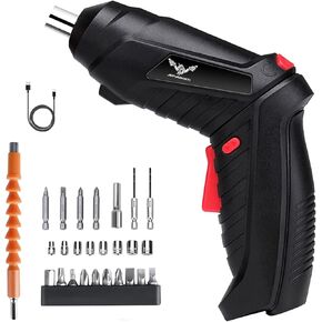 14 in 1 Electric Screwdriver Cordless Rechargeable Small Power Drill Set 3.6V Li-ion 3.5N·m Max Torque Electric Rotatable with Case LED Light Screwdriver for Home Office DIY Tools (Black)