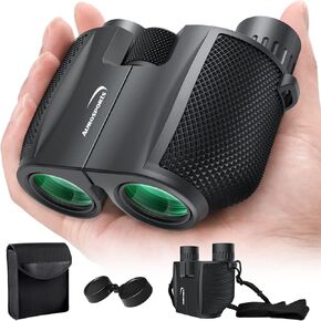 Aurosports 15x25 Compact Binoculars for Adult Kids - High Power Binoculars for Bird Watching - Easy Focus Small Binocular with Low Light Vision for Travel, Camping, Concert, Hiking -Green